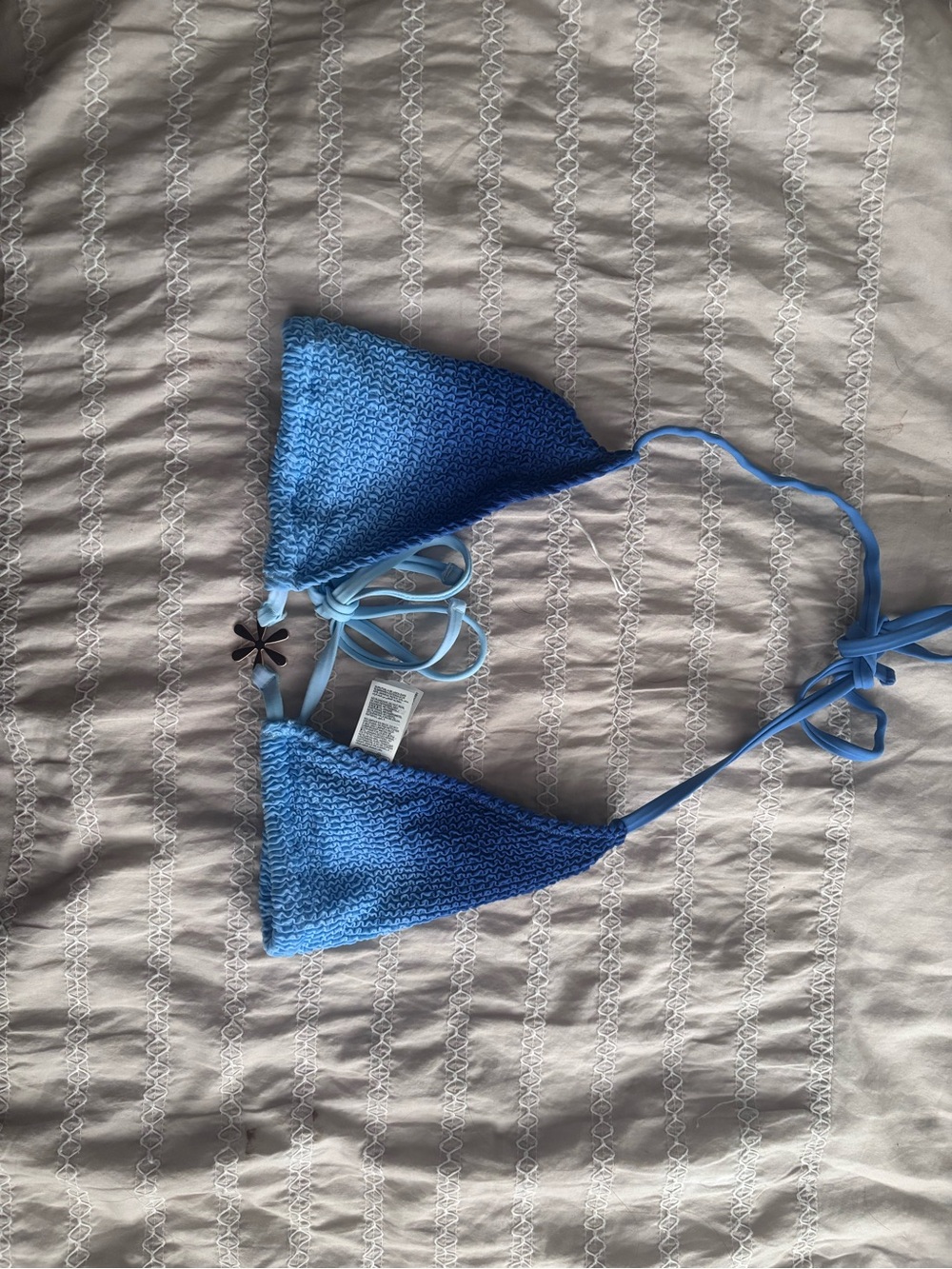 Blue Crochet Triangle Bikini Top